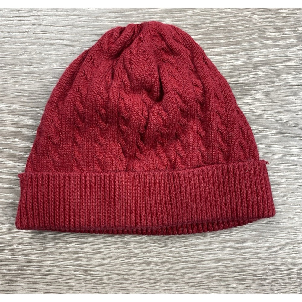 Ralph Lauren Baby Cable Knit Cotton Beanie Hat Red One Size‎